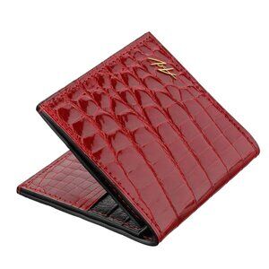 Luxury Alligator Leather Wallet – Handmade Slim Minimalist Lacquer Red Wallet